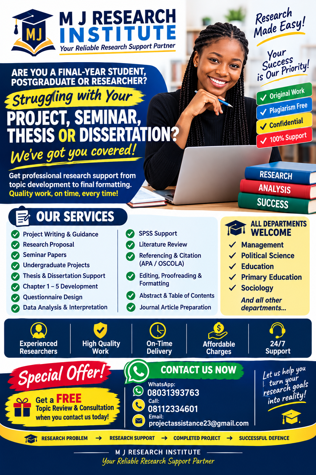 M J Research Project Assistant